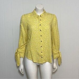 Maeve Anthropologie Yellow Long Sleeve Button Down Shirt‎ size 4
